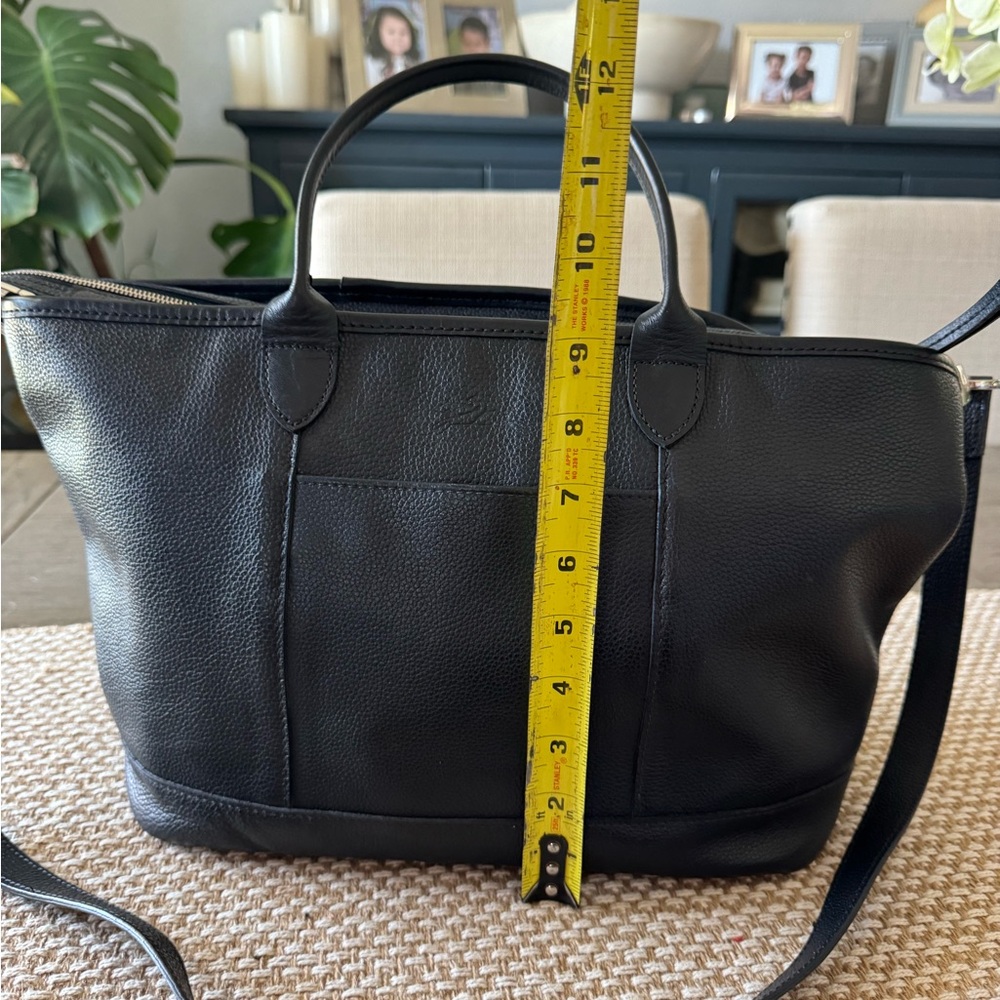 Longchamp Black Pebbled Leather Tote with Top Handles - Picture 9 of 15